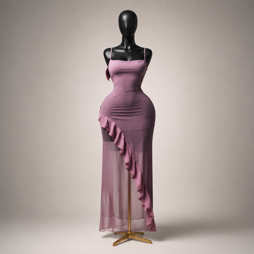 Purple slit dress