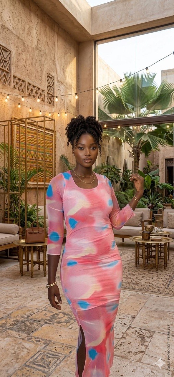 Pink & blue dress