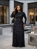 Black Dress With Leaves Pattern